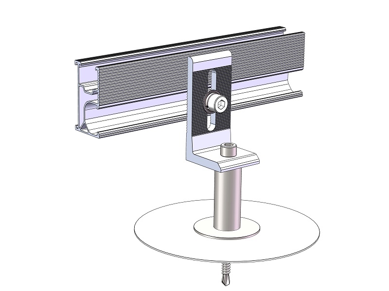 ERK-TPO Support de montage PV fixe à double filetage pour toit en TPO